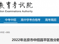 北京昌平區2022中考一分一段人數